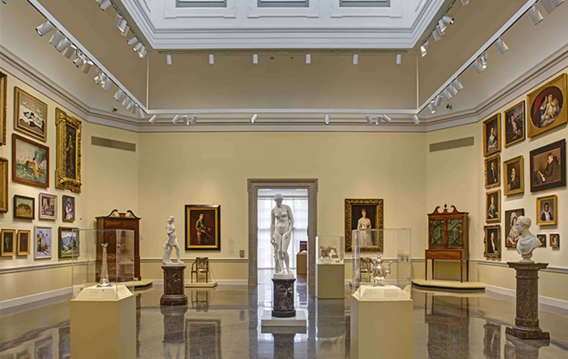 Baltimore Museum of The Art near The Ivy Hotel. Sculptures and paintings are displayed in this room.