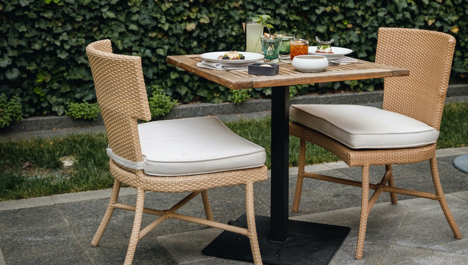 Outdoor table set for two at Magdalena restaurant.
